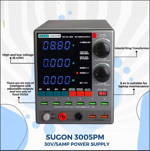 Sugon 3005pm Adjustable Dc Power Supply 30v 5a 4 Digit Digital Lab Bench Power Stabilized Power Supply Voltage Regulator Switch