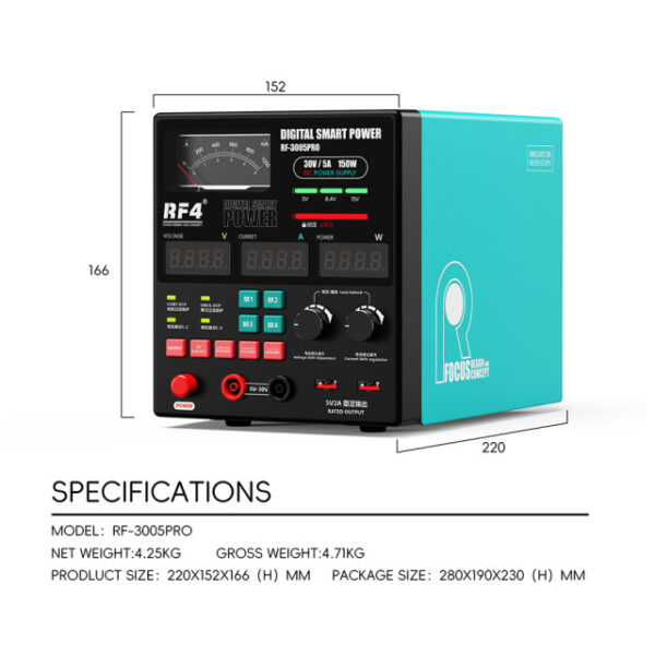 RF4 RF-3005 Pro Multifunctional Adjustable DC Power Supply With Pointer Gauge ( 30V / 5A )