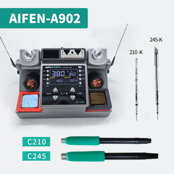 Aifen-a902 Intelligent Double Welding Station with C210/C115 C245 Electric Soldering Iron Station