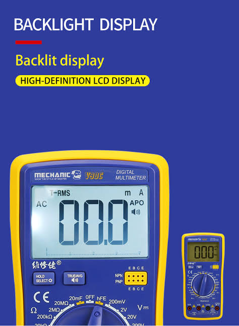 Mechanic V90c Intelligent Fully Automatic Digital Display Electrician Measuring Instrument Speech Broadcast Multimeter