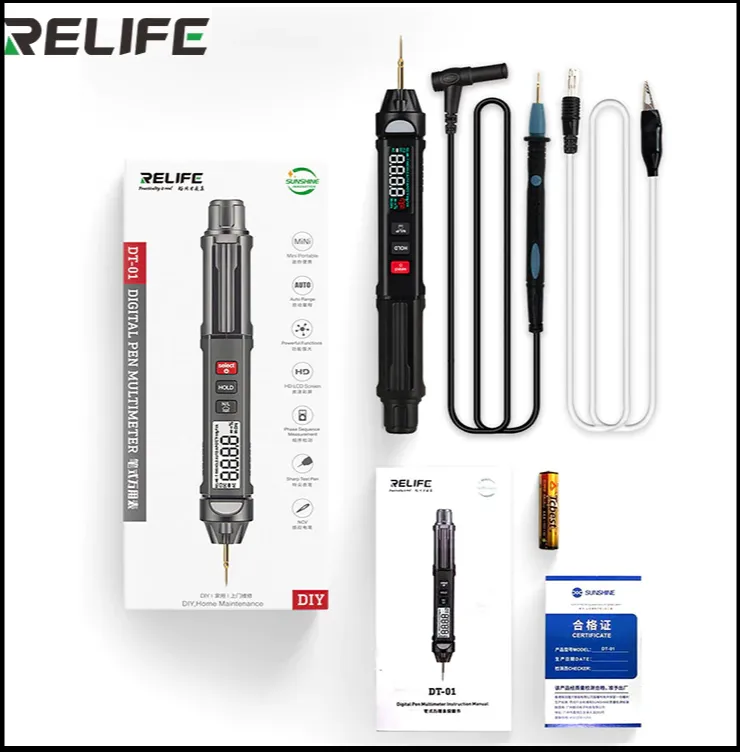 RELIFE 3 IN 1 DT-01 Smart Pen Multimeter High Precision Negative Test Lead
