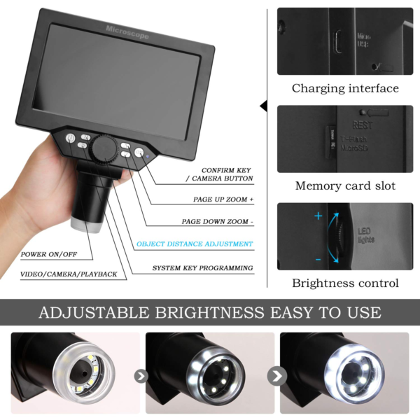 1200X Digital Microscope With 7inch Display