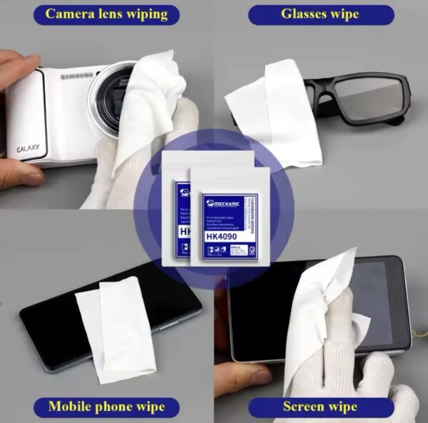 Dust Free Cloth MECHANIC HK5090 4 inch 10*10cm 400pcs/pack Microfiber Wipe Non-dust Fabric cellphone screen Camera lens cleaning