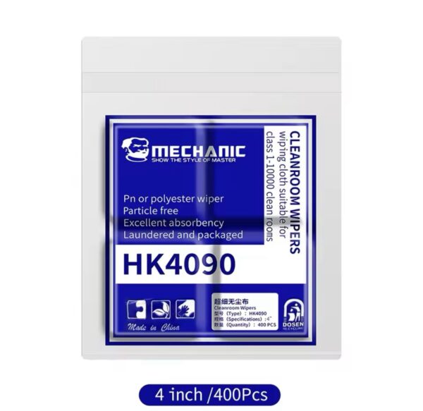 Dust Free Cloth MECHANIC HK5090 4 inch 10*10cm 400pcs/pack Microfiber Wipe Non-dust Fabric cellphone screen Camera lens cleaning