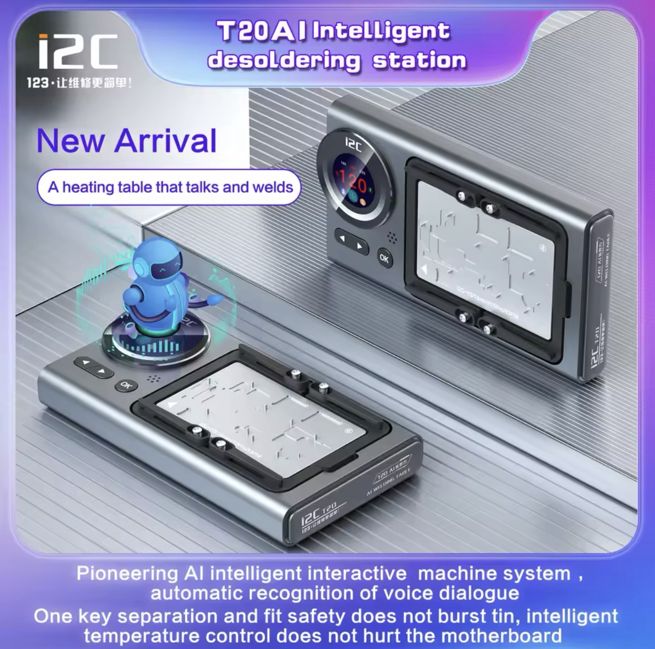 i2C T20 AI Intelligent Preheating Separating Platform for iPhone Android Mainboard PCB CPU IC Face ID Screen Frame Repair Tool