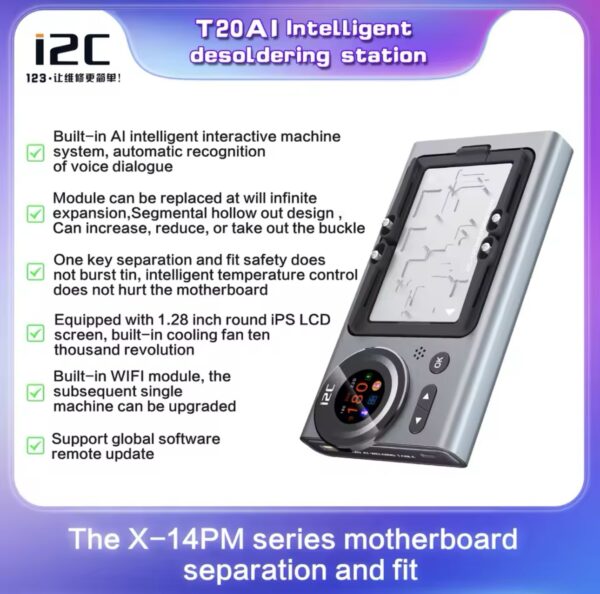 i2C T20 AI Intelligent Preheating Separating Platform for iPhone Android Mainboard PCB CPU IC Face ID Screen Frame Repair Tool