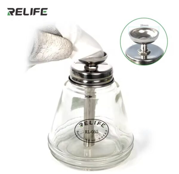 RELIFE RL-055 Press Type Automatic Copper Wick Straw Glass Bottle for Alcohol Clean Water Liquid Container Alcohol Bottle Tool