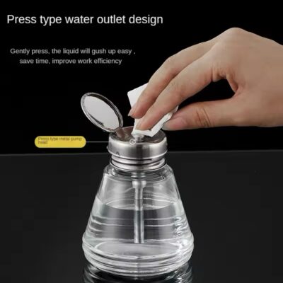 Glass alcohol bottle 180ml industrial mobile phone repair press-type copper core washing board water bottle, anti-static