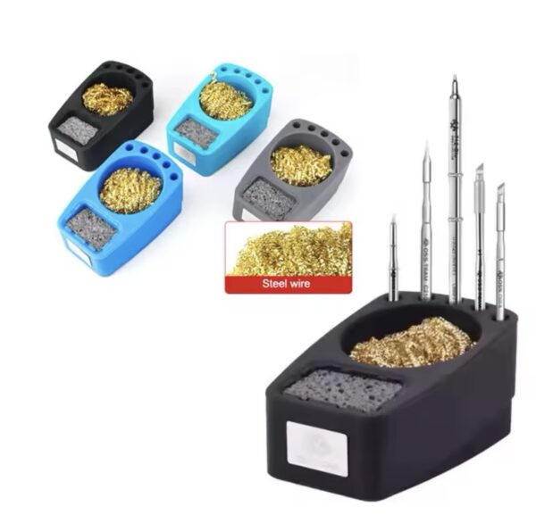 OSS W121 High temperature resistant silicone solder cleaning ball box soldering iron tip cleaner copper wire Storage Cleaning sponge