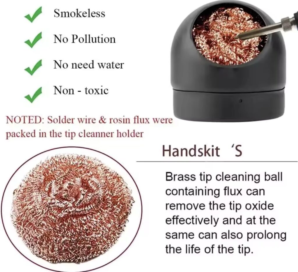 Silver Soldering Iron Tip Cleaner – No-Water Dome Base With Steel Wire, Keeps Tips Fresh