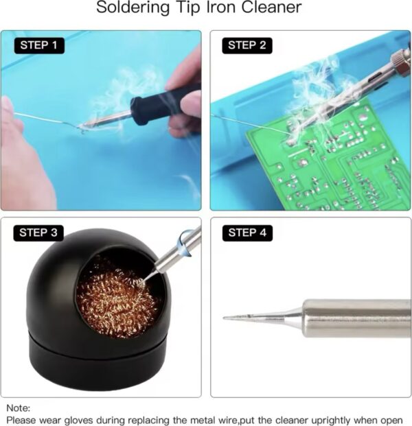 Soldering Iron Tip Cleaner Desoldering Cleaning Ball Welding Soldering Iron Mesh Filter Metal Wire Stand Steel Ball Tin Remover