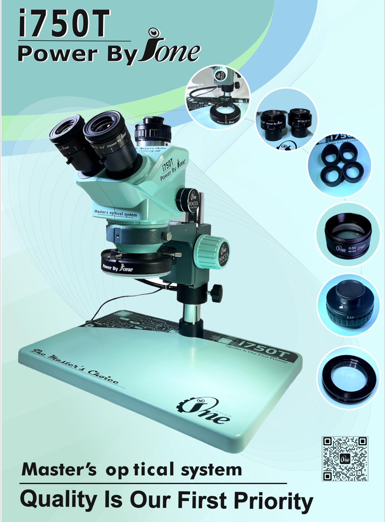 i One i 760T 65x Zooming Next Genaration Trinocular Microscope