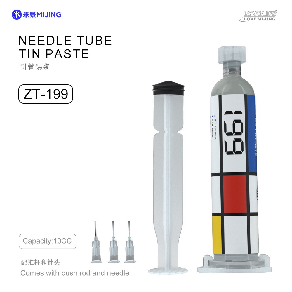 MIJING ZT-199 Needle Tube Tin PPD Paste High Temperature Welding Flux Soldering Paste for Mobile Phone BGA Repair