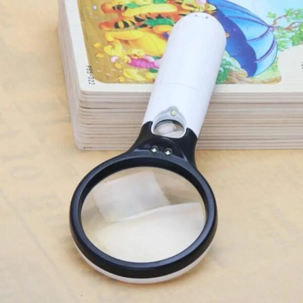 3X 45X Optical Magnifying Glass With LED Lights Handheld Backlit Magnifier Built-In 3 Light