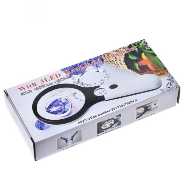 3X 45X Optical Magnifying Glass With LED Lights Handheld Backlit Magnifier Built-In 3 Light