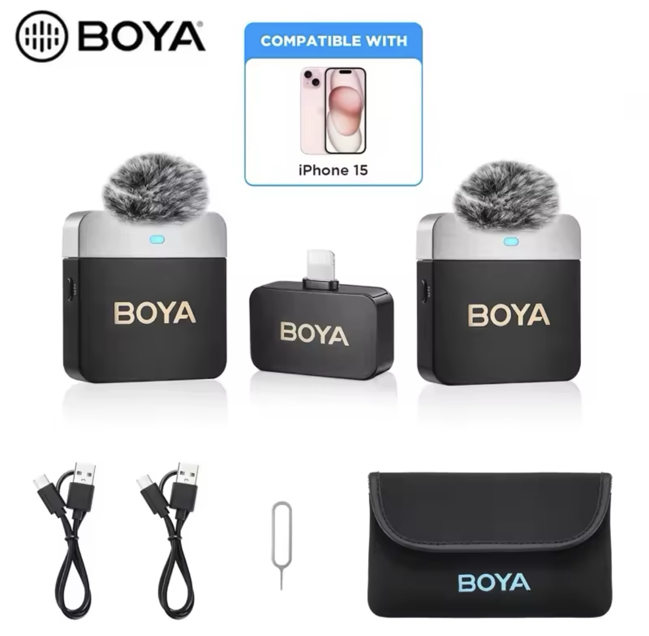 BOYA BY-M1V6 Wireless Lavalier Lapel Condenser Microphone for iPhone Android Smartphone Camera PC Gaming YouTube Broadcast Vlog