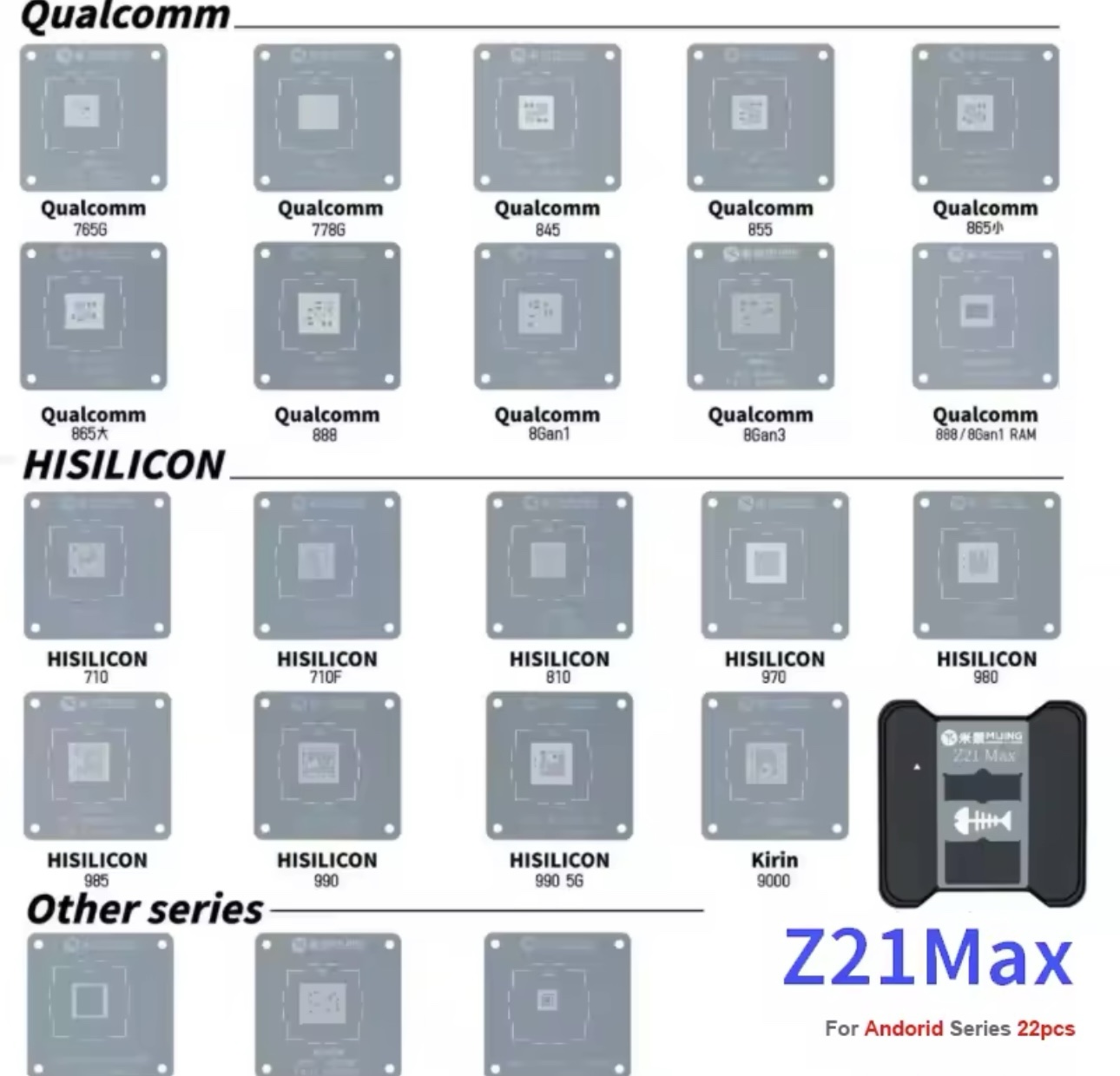 Mijing Z21 MAX A8~A17 CPU Reballing Stencil Platform For iPhone 6-15Pro MAX Android Phone IC Chip Planting Tin Template Fixture - Image 7