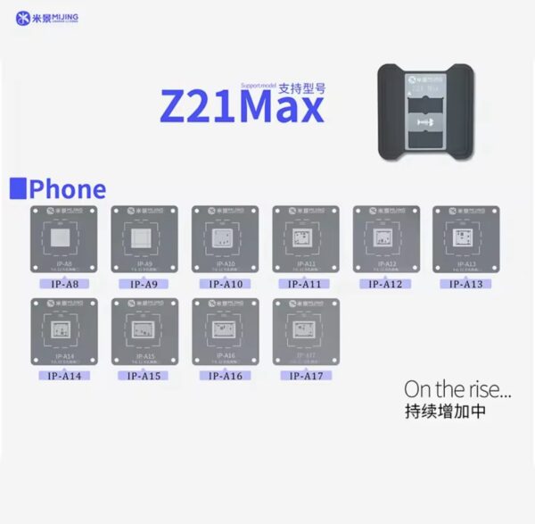 Mijing Z21 MAX A8~A17 CPU Reballing Stencil Platform For iPhone 6-15Pro MAX  Android Phone IC Chip Planting Tin Template Fixture