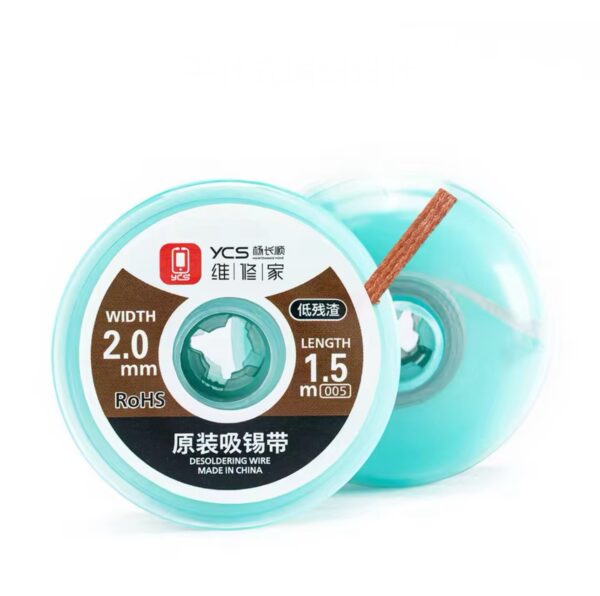 YCS 2mm 2015 Desoldering Braid Solder Remover Wick BGA Soldering Wire Tin Lead Cord Flux Absorption Line Braid Tape 1.5M tools