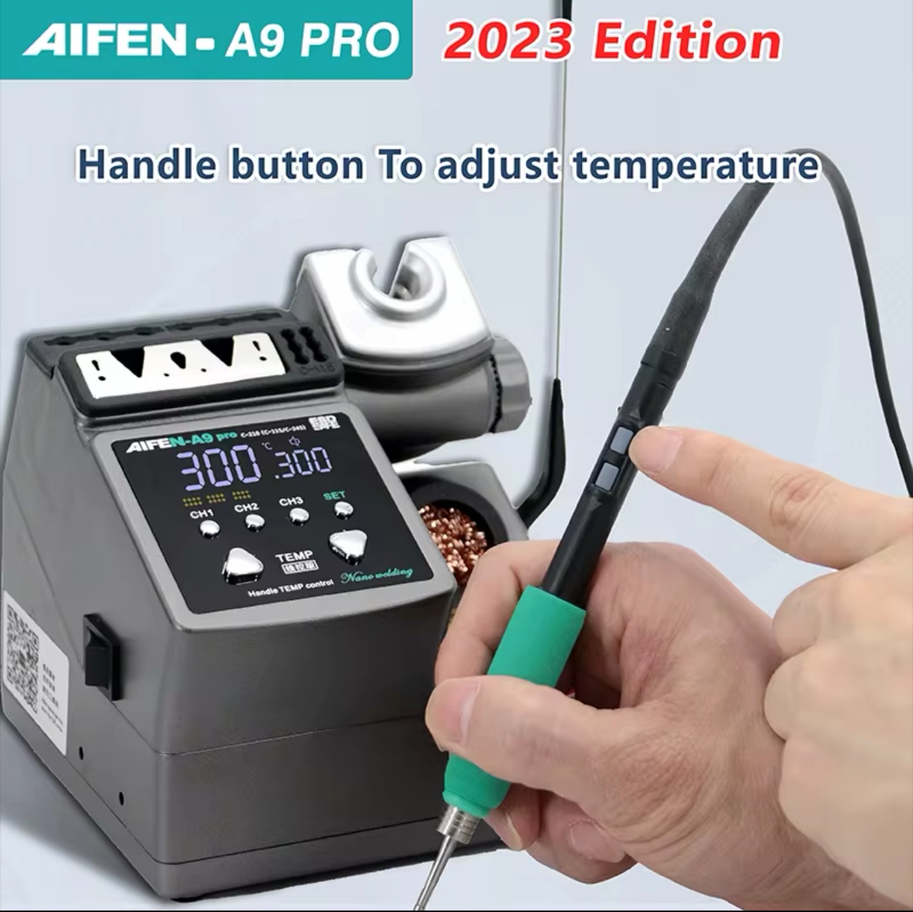 AIFEN A9pro Soldering Station Compatible 210/245/115 Handle Control Temperature With 3 Tips