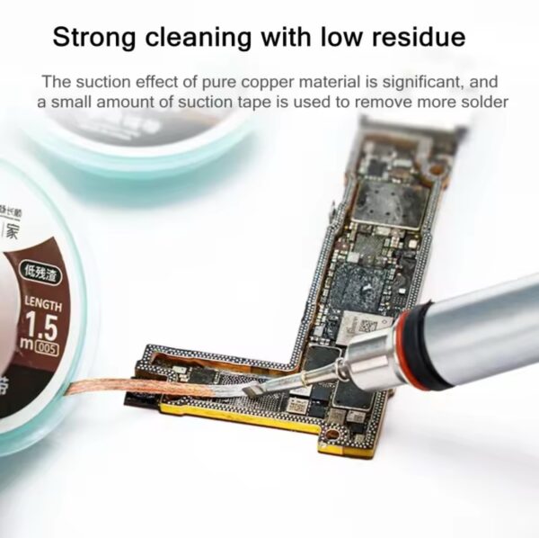 YCS 2mm 2015 Desoldering Braid Solder Remover Wick BGA Soldering Wire Tin Lead Cord Flux Absorption Line Braid Tape 1.5M tools