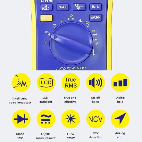 MECHANIC V90C High Precision Digital Display Voice AC DC Voltage Current Resistance Measurement Multimeter