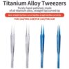 YCS-11D Blue Titanium Alloy  Bend Curved Tweezers for Mobile Phone Repair