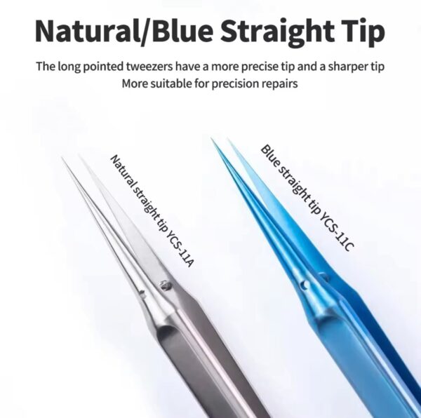 YCS-11C Blue Titanium Alloy Strait Pointed Tweezers for Mobile Phone Repair
