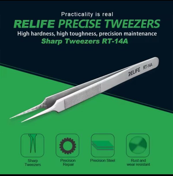 img_1928 Relife RT-14A Precision Tweezers Straight Tip Phone CPU IC Repair Clips Hand Tool Mobile Phone Repair Tweezers