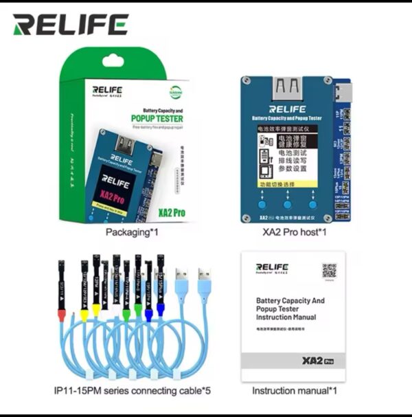 RELIFE XA2 Pro Battery Efficiency Popup Tester Support Mobile Phone 11 12 13 14 15Series No Need Battery Flex Cable