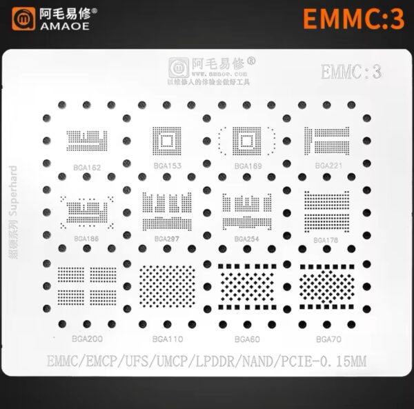 AMAOE EMMC-3 STENCIL FOR EMMC/ EMMCP/ UFS /UFS/ UMCP/ LPDDR/ NAND