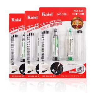 Kaisi 2 in 1 Soldering Flux Kit Tin Paste Solder Oil Kit Syringe Liquid Flux Melting Point 183°C Repair Stencil Tools