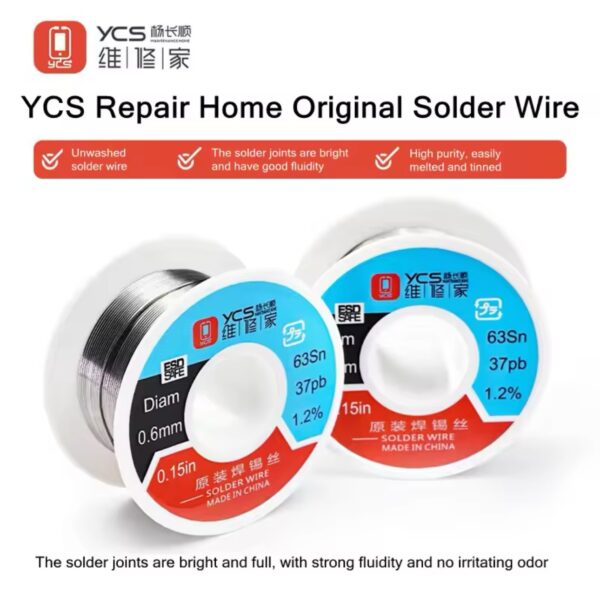 YCS 0.6mm Solder Wire No-clean BGA Soldering Wire High Purity Tin Wire 50g for Mobile Phone Motherboard Welding Equipment Tools