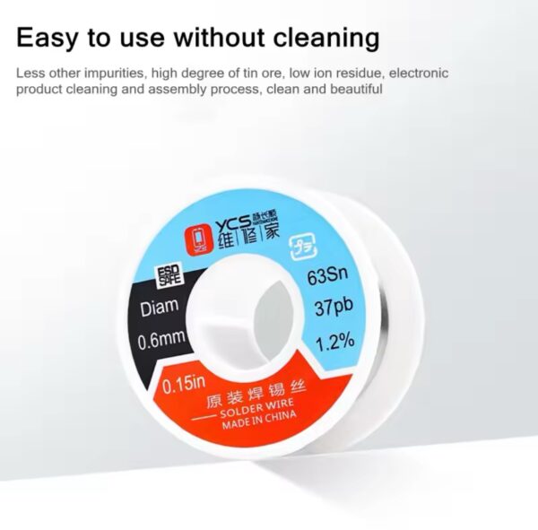 YCS 0.6mm Solder Wire No-clean BGA Soldering Wire High Purity Tin Wire 50g for Mobile Phone Motherboard Welding Equipment Tools