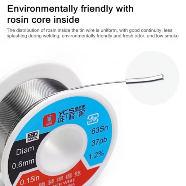 YCS 0.6mm Solder Wire No-clean BGA Soldering Wire High Purity Tin Wire 50g for Mobile Phone Motherboard Welding Equipment Tools