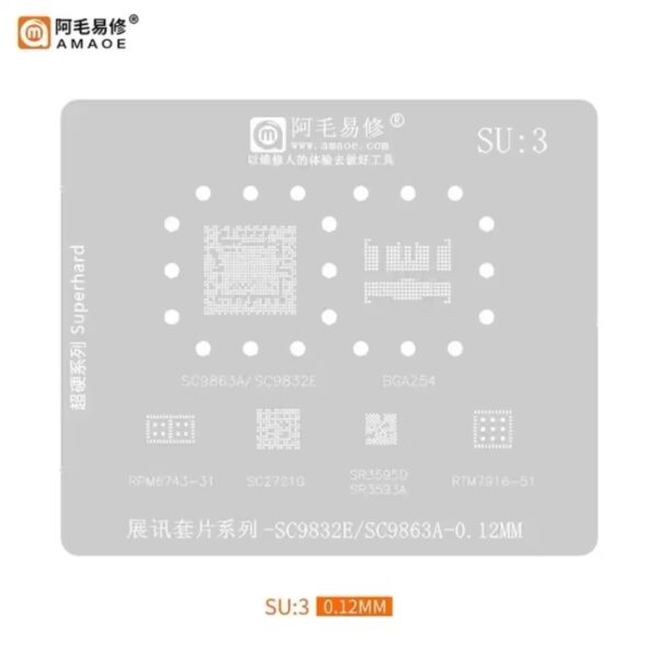 Amaoe SU3 0.12mm BGA Reballing Stencil