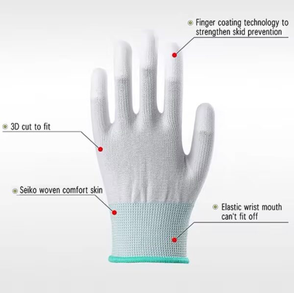 ESD Anti-static Gloves Fingertip Coated Non-Slip  Mobile Repairing Gloves Safety Working Hand Gloves