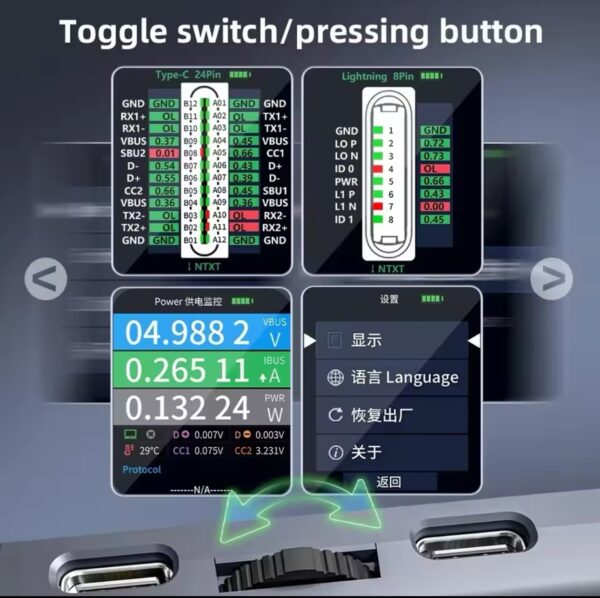 QIANLI iBridge A3 Mobile Phone Tail Plug Detector Support Lightning and Type-C interface devices for IPhone HUAWEI Samsung XM