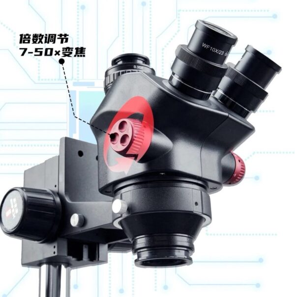 YCS 7050X Trinocular Stereo Microscope Industrial Grade Continuous 7-50X Zoom for Phone PCB BGA Repair Precision Work Tools