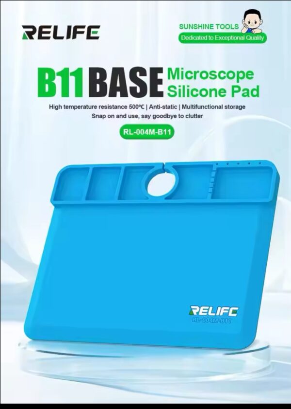 RELIFE RL-004M-B11 Grey Color Base Microscope Silicone Pad High Temperature Resistance 500℃ Anti-static For Phone Motheboard Repair