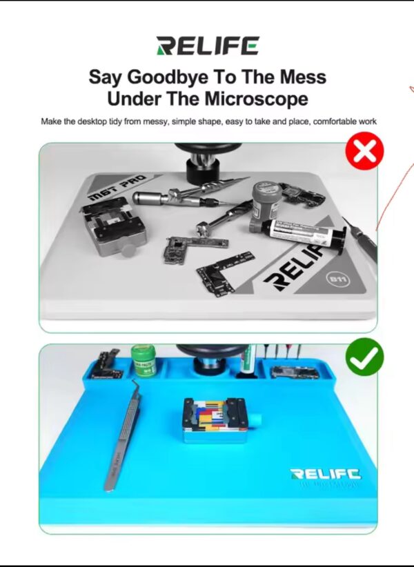 RELIFE RL-004M-B11 Grey Color Base Microscope Silicone Pad High Temperature Resistance 500℃ Anti-static For Phone Motheboard Repair