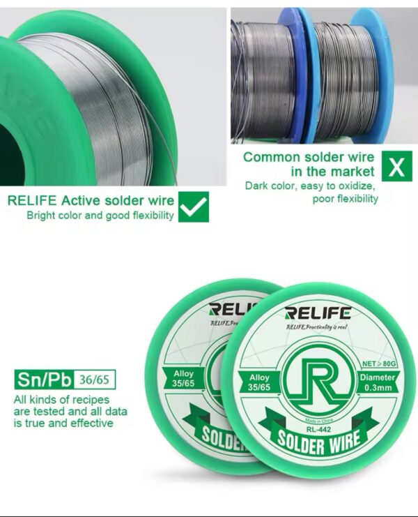 RELIFE RL-442 Solder Wire 0.4mm  Medium Temperature Low Melting Point Soldering led 80g