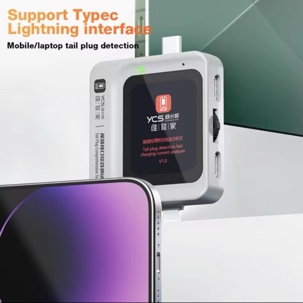 YCS TNS360 mobile phone tail plug detector Support Lightning and Type-C interface devices for IPhone HUAWEI Samsung