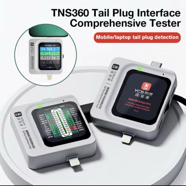 YCS TNS360 mobile phone tail plug detector Support Lightning and Type-C interface devices for IPhone HUAWEI Samsung