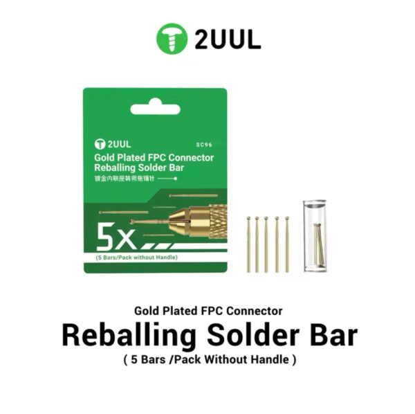 2UUL SC96 5 Bars/Pack Gold Plated Tin Dragging Needle Head without Handle Quick Tin Suction FPC Connector Reballing Solder Bar