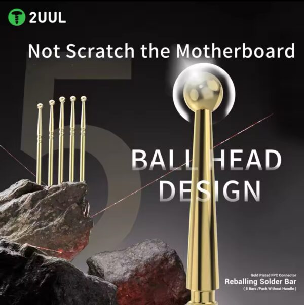 2UUL SC96 5 Bars/Pack Gold Plated Tin Dragging Needle Head without Handle Quick Tin Suction FPC Connector Reballing Solder Bar