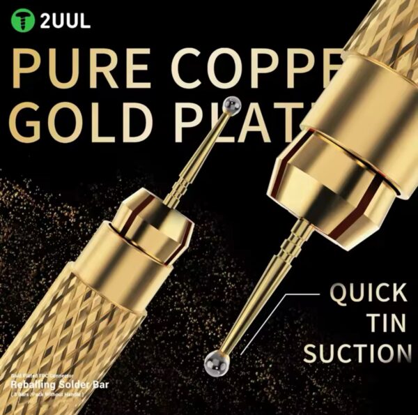 2UUL SC96 5 Bars/Pack Gold Plated Tin Dragging Needle Head without Handle Quick Tin Suction FPC Connector Reballing Solder Bar