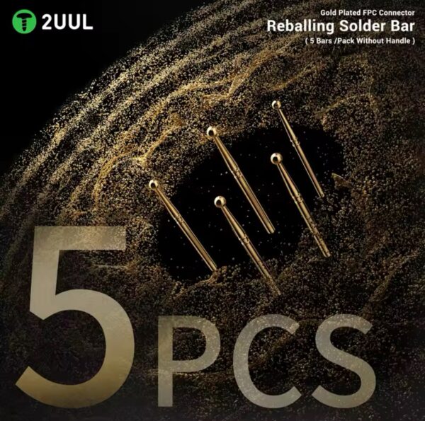 2UUL SC96 5 Bars/Pack Gold Plated Tin Dragging Needle Head without Handle Quick Tin Suction FPC Connector Reballing Solder Bar
