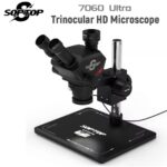 SOPTOP 7060 Ultra Trinocular HD Microscope 7-60X with LED Lights Continuous Zoom Stereo Microscope