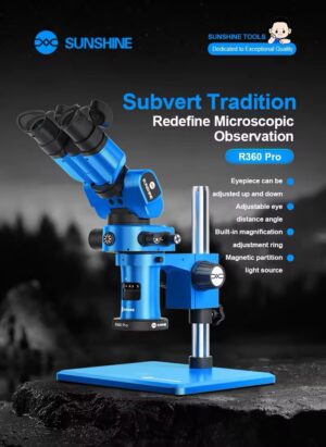 Sunshine R360 Pro Trinocular Microscope Foldable Rotating Design 7-45X Magnification 180° Eyepiece Adjustment Microscope Sunshine r360 pro trinocular microscope foldable rotating design 7 45x magnification 180° eyepiece adjustment microscope
